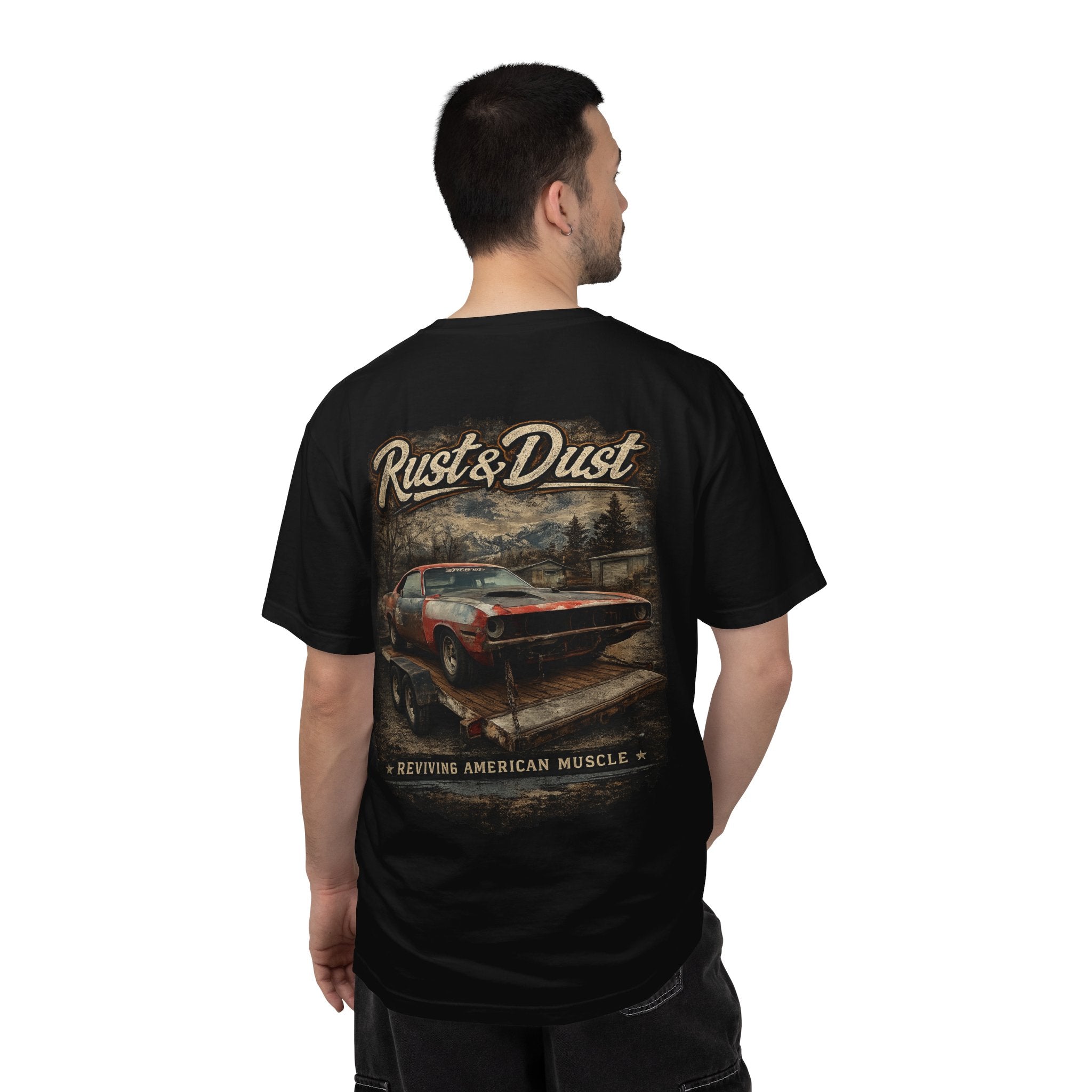 Rust & Dust Muscle Car T-Shirt — Vintage American Muscle Revival Graphic Tee