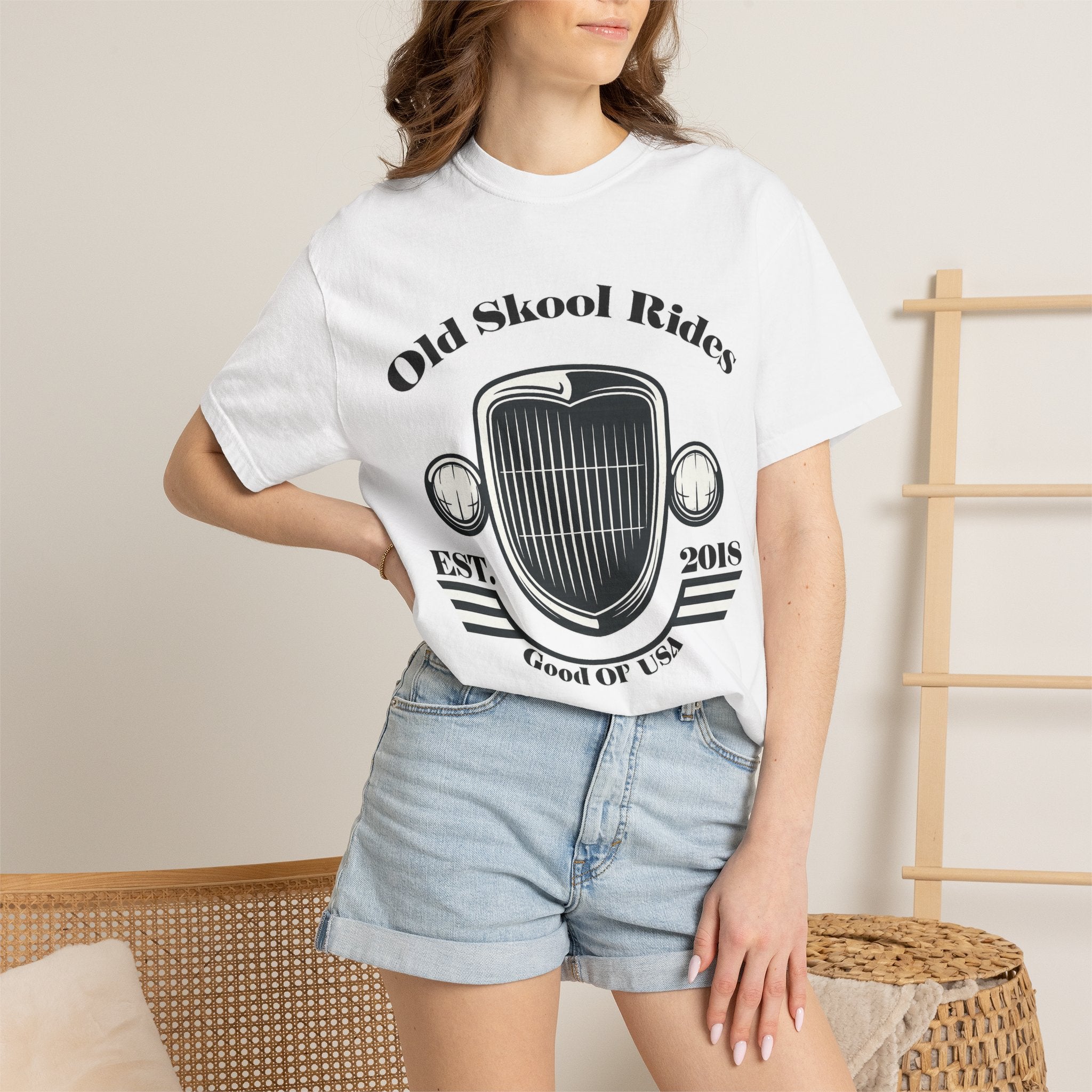 Base Old Skool Rides T-Shirt — Vintage Car Grill Graphic Tee (Est. 2018)