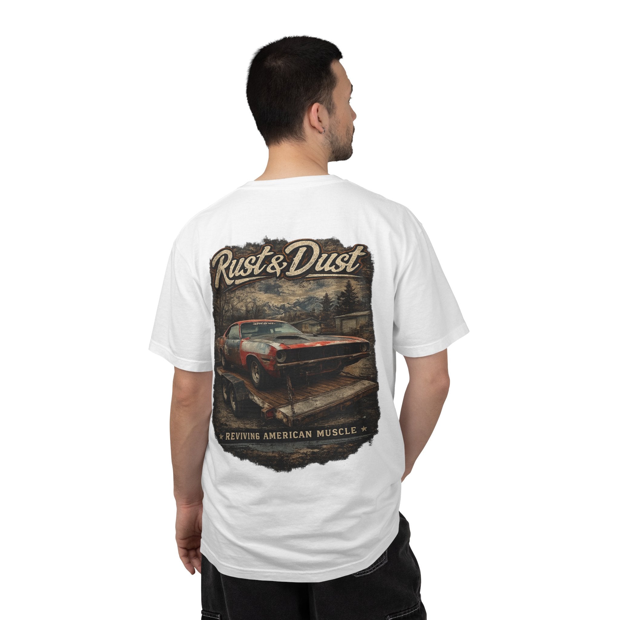 Rust & Dust Muscle Car T-Shirt — Vintage American Muscle Revival Graphic Tee