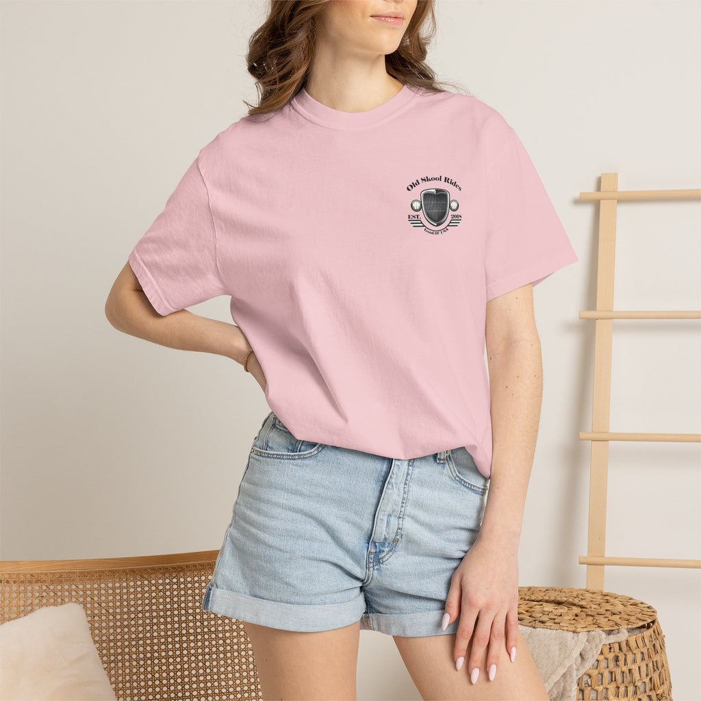 Old Skool Rides T-Shirt — Vintage Pickup Truck Graphic ("Old Skool Rides: Built Tough, Driven Hard")