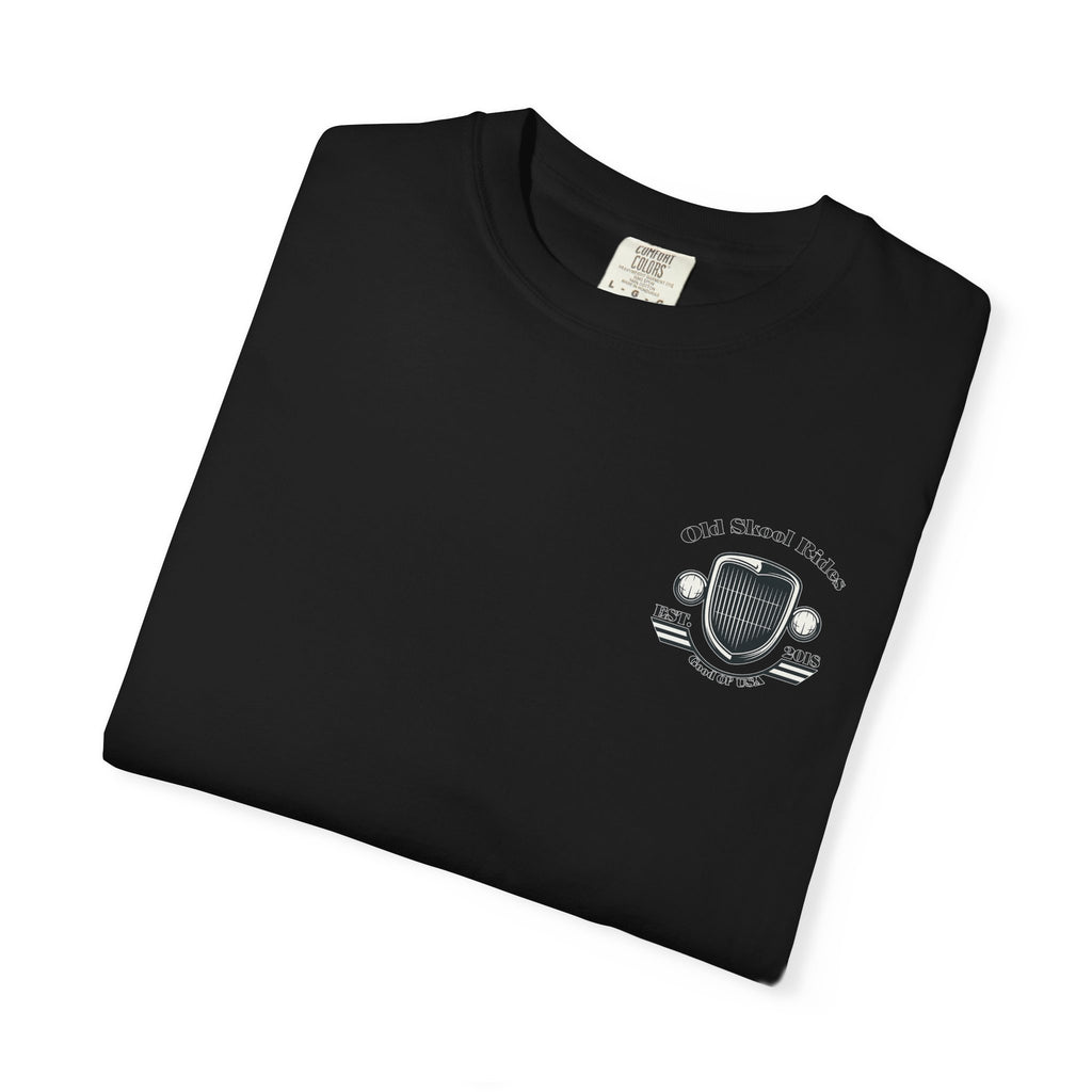 Old Skool Rides T-Shirt — Vintage Pickup Truck Graphic ("Old Skool Rides: Built Tough, Driven Hard")