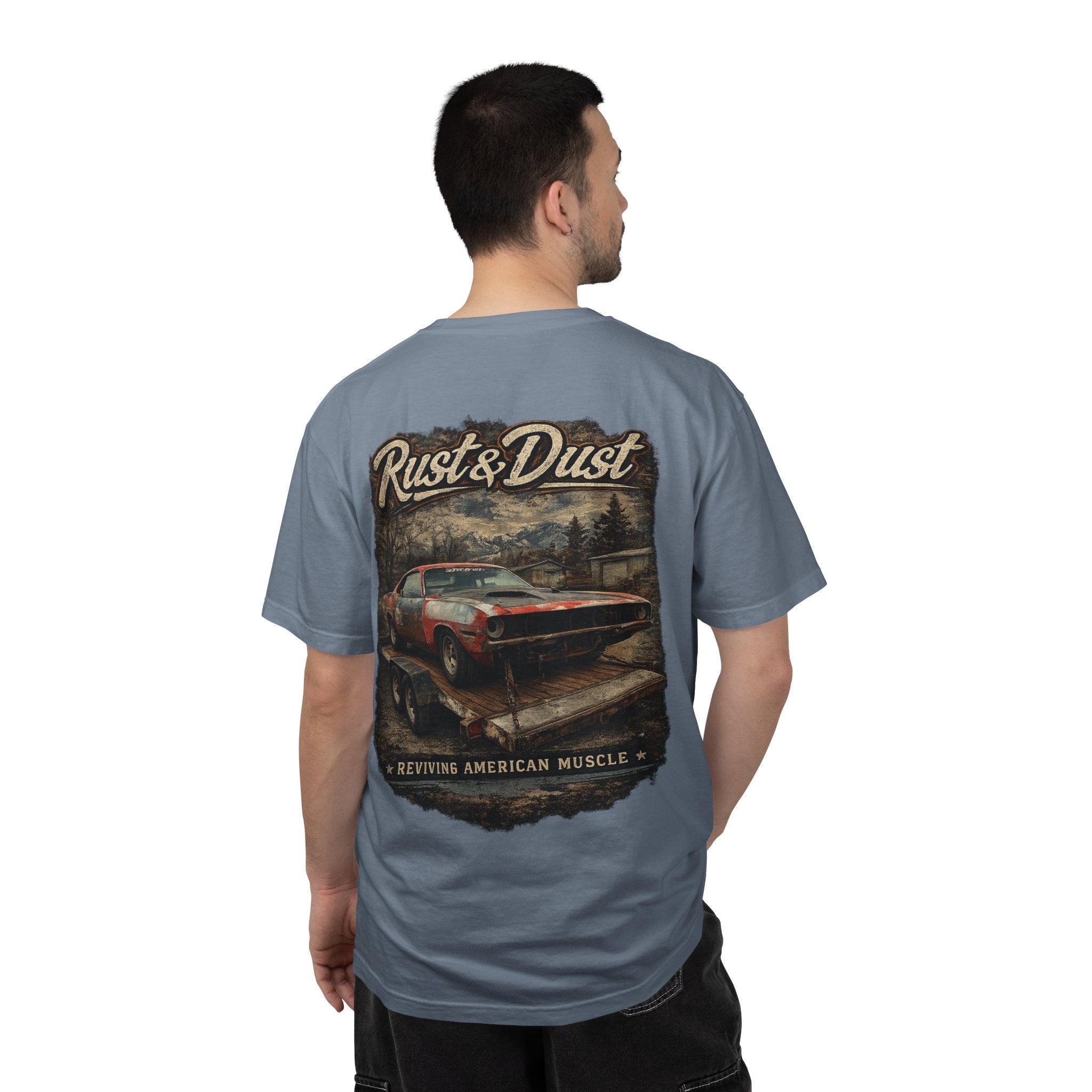 Rust & Dust Muscle Car T-Shirt — Vintage American Muscle Revival Graphic Tee
