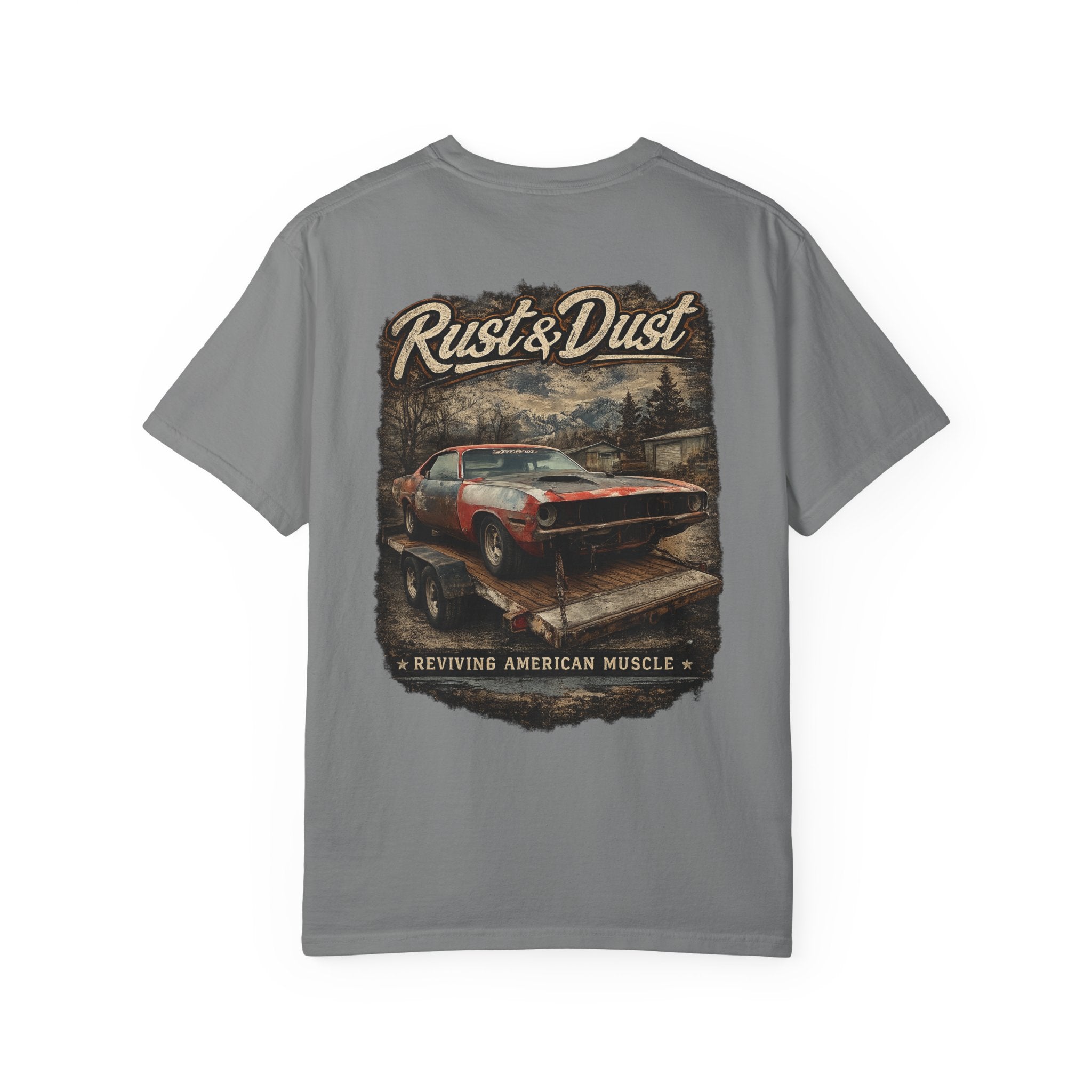 Rust & Dust Muscle Car T-Shirt — Vintage American Muscle Revival Graphic Tee