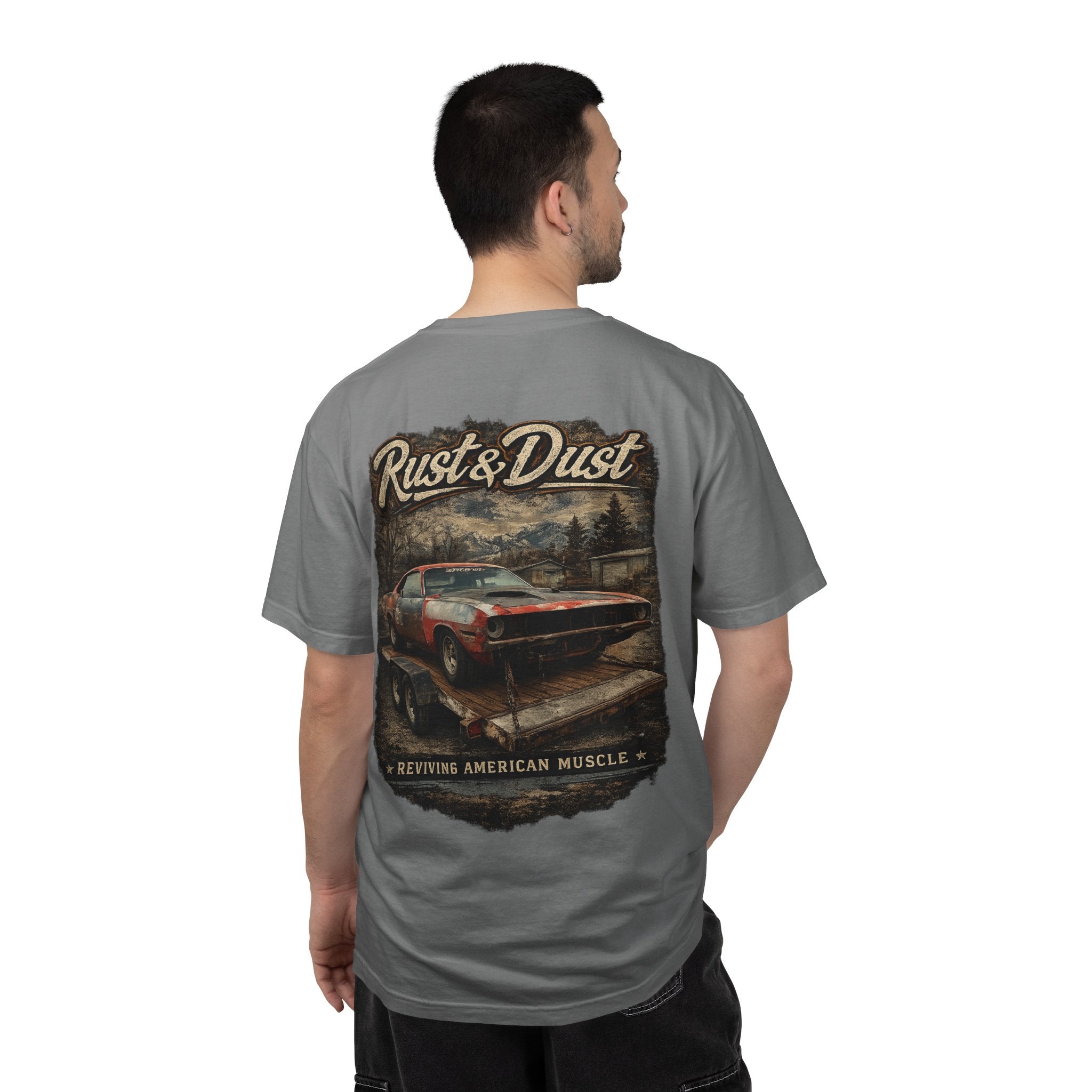 Rust & Dust Muscle Car T-Shirt — Vintage American Muscle Revival Graphic Tee