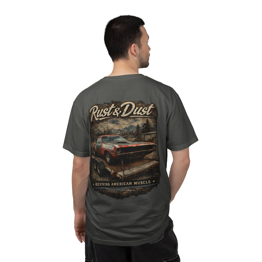 Rust & Dust Muscle Car T-Shirt — Vintage American Muscle Revival Graphic Tee