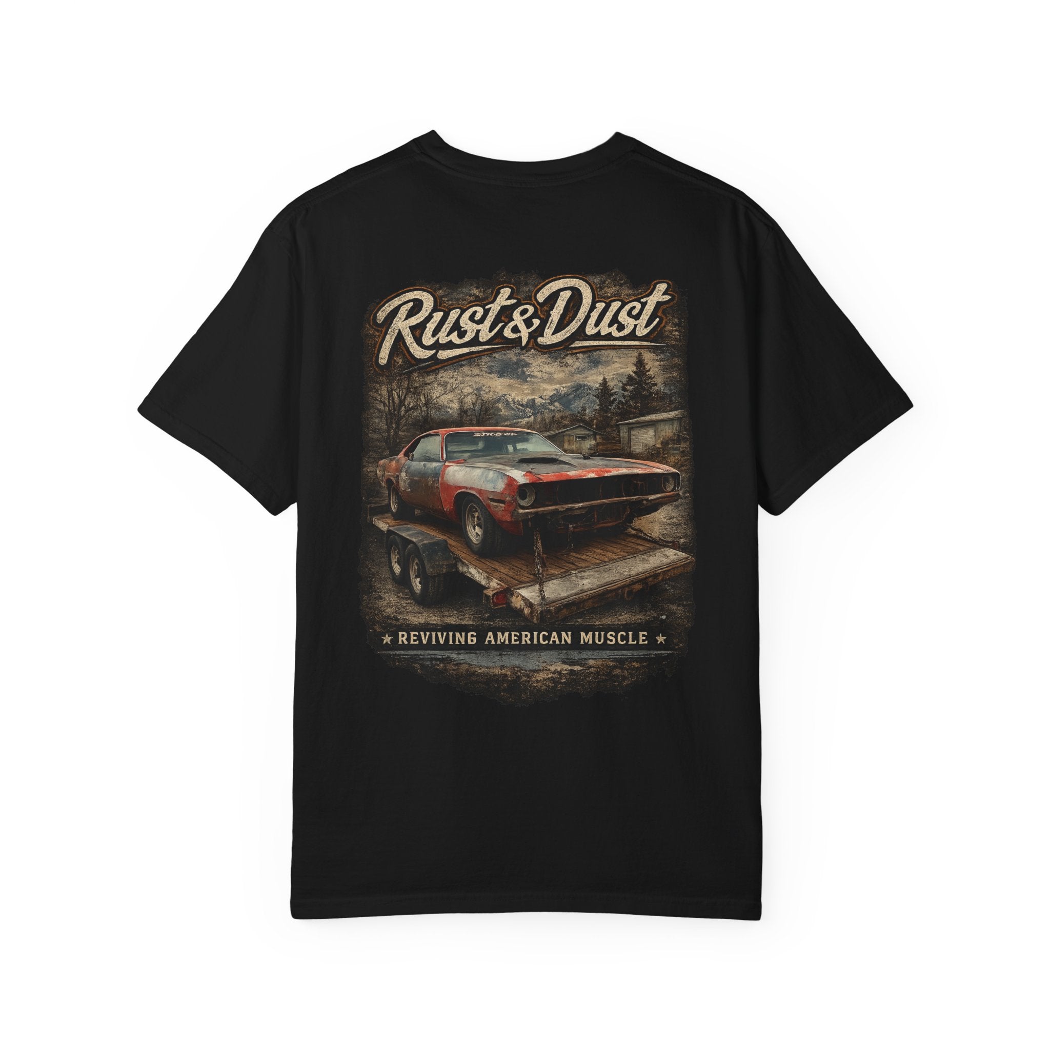 Rust & Dust Muscle Car T-Shirt — Vintage American Muscle Revival Graphic Tee
