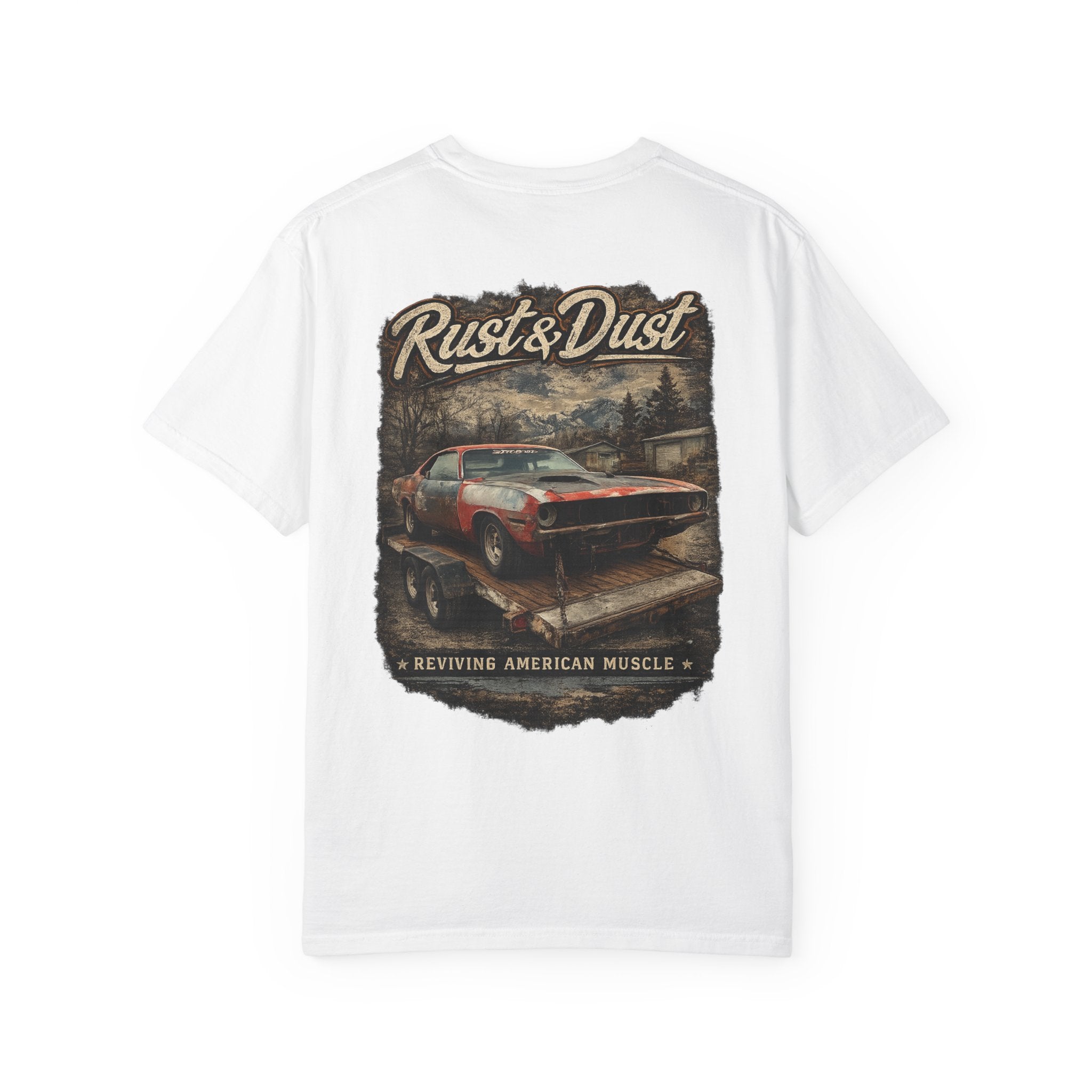 Rust & Dust Muscle Car T-Shirt — Vintage American Muscle Revival Graphic Tee