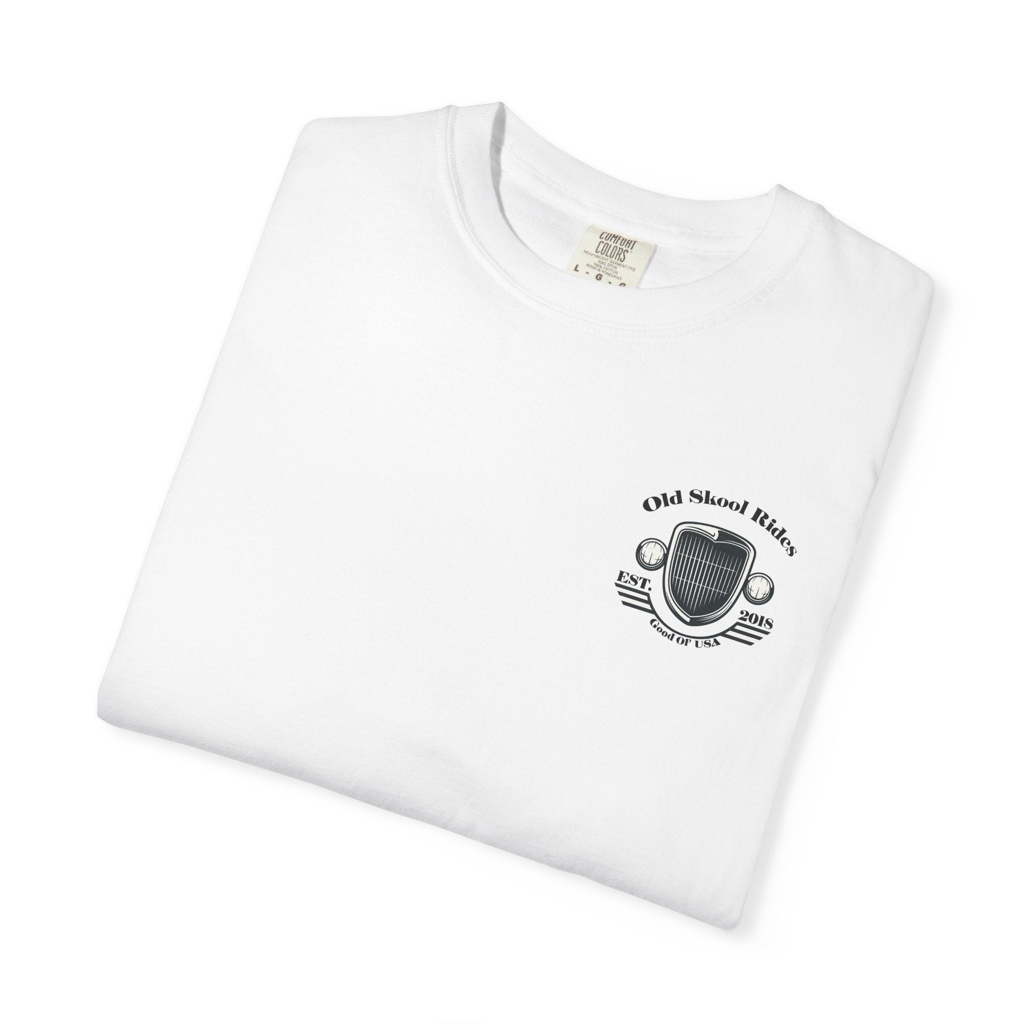 Old Skool Rides T-Shirt — Vintage Pickup Truck Graphic ("Old Skool Rides: Built Tough, Driven Hard")