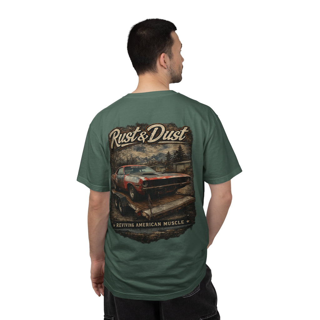Rust & Dust Muscle Car T-Shirt — Vintage American Muscle Revival Graphic Tee