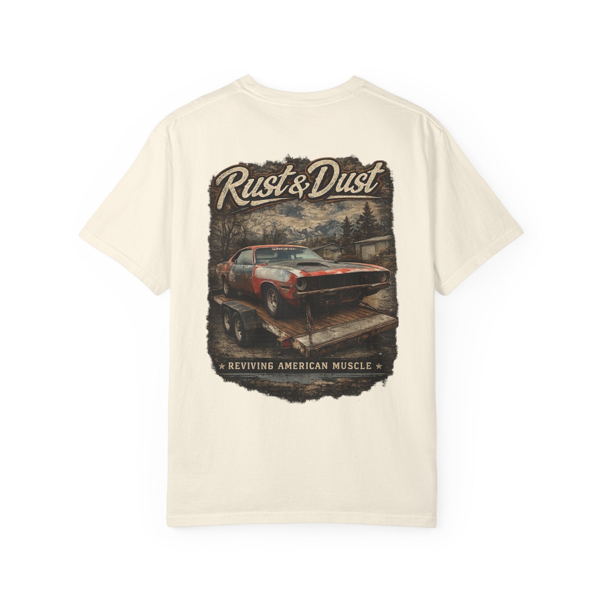 Rust & Dust Muscle Car T-Shirt — Vintage American Muscle Revival Graphic Tee