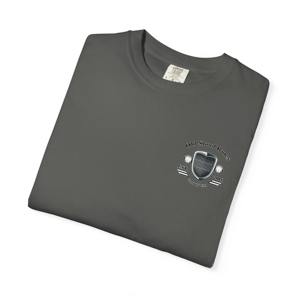 Old Skool Rides T-Shirt — Vintage Pickup Truck Graphic ("Old Skool Rides: Built Tough, Driven Hard")